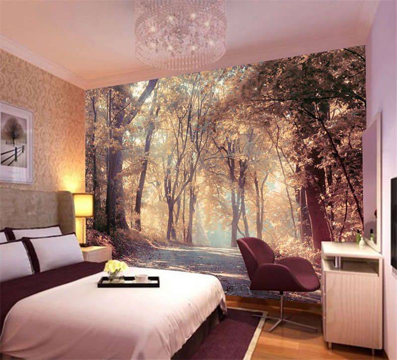 bedroom scenery images curtains scenic painting wall anime inspiring details about colorful autumn full mural photo
