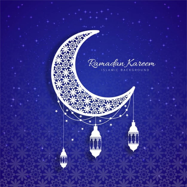 blue decorative ramadan kareem design with moon 1035 8074