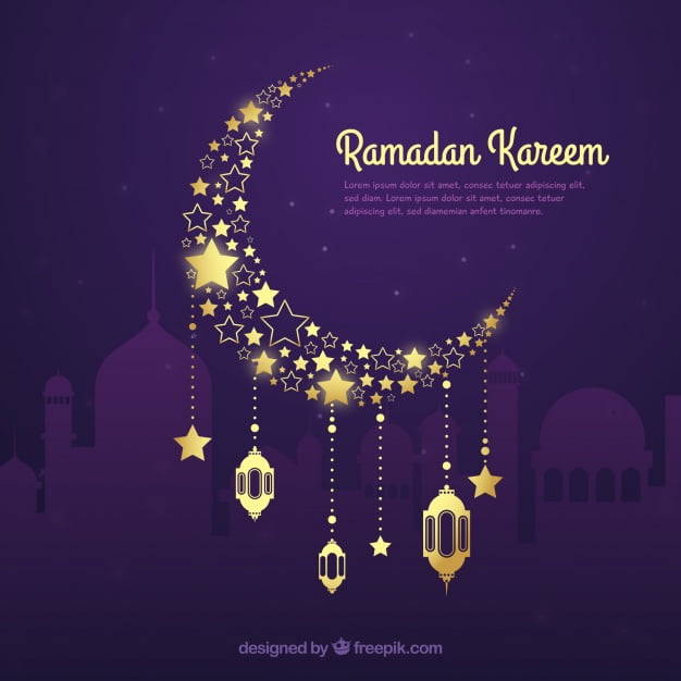 ramadan background with golden moon in hand drawn style 23 2147802776